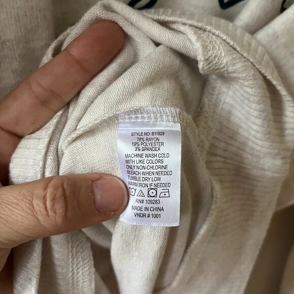 Sz XL Bristol Salty Vibes Crewneck Cream Pullover Sweater Stretch - Picture 8 of 9